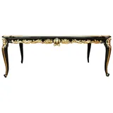 Pompöös by Casa Padrino Barock Luxus Esstisch mit Glasplatte Schwarz / Gold 200 x 100 cm - Pompööser Barock Esstisch designed by Harald Glööc... - Schwarz/Gold