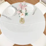 Tischdecke rund wasserdicht, PVC Transparente elastische Tischfolie für Esstisch, Garten, Hochzeit, Restaurant, abwischbar & langlebig (durchsichtig, 120CM Passend für 90-110 cm)