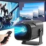 Mini Beamer, HY320 Mini Beamer 4k 200 ANSI Smart Projector mit Android 11, Tragbarer Beamer Outdoor,Unterstützt WiFi 6, BT5.0, Auto Trapezkorrektur, 30"-130" Bildschirm, 180° Drehbar (Schwarz)