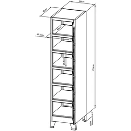 [en.casa] Schließfachschrank Stahl 180x38x45 cm Grau