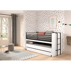 Vipack Halbhochbett SAM 90 x 200 cm Eiche Melamin Dekor weiß schwarz