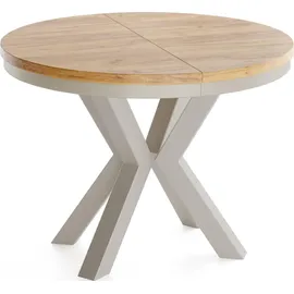 WFL GROUP Runder Ausziehbarer Esstisch 120 x 76 cm Craft Eiche braun