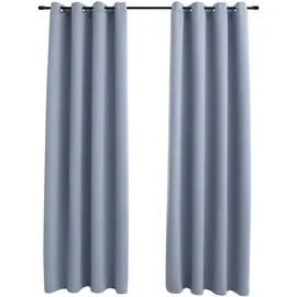 vidaXL Verdunkelungsvorhang Ösen 140 x 225 cm grau 2 St.