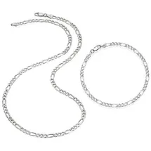 FIRETTI Schmuckset Multipack Schmuck Geschenk Silber 925 Halskette Armkette Figarokette (Set, 2-tlg) silberfarben 45