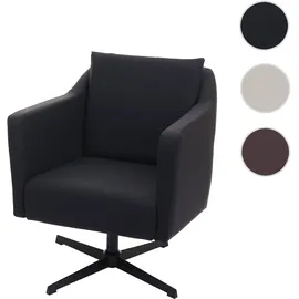 Mendler Lounge-Sessel HWC-H93b Kunstleder 72 x 80 x 72 cm Schwarz drehbar mit Kissen