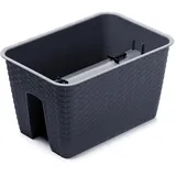 Rattan Balkonkasten Balkontopf Geländertopf Ratolla Anthrazit 40 cm