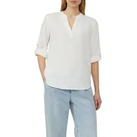 S.Oliver - Leinenmix-Bluse mit Turn-up Damen, weiß, 44
