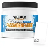 SEEBAUER diy Universal-Fassadenfarbe Weiß 300ML für Außen (No. 000 Weiß) Hoch deckende Fassadenfarbe mit Wetterschutz - Geeignet für Putz, Mauerwerk und Beton
