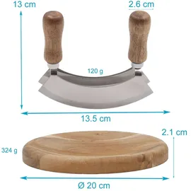 Intirilife Wiegemesser mit Schneidebrett Kräutermesser in Braun - Gr.: onesize