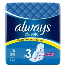 Always Classic Night Damenbinden mit Flügeln 8 St.