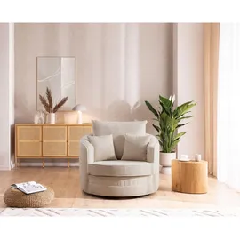 s-style möbel S-Style Drehsessel Love Seat XXL 360 Grad drehbar aus Beige - Maße cm, B: 107 H: 94