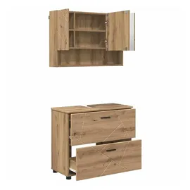 vidaXL Badezimmermöbel-set 2 Pcs Artisan-eiche Sperrholz Und Metall Vidaxl