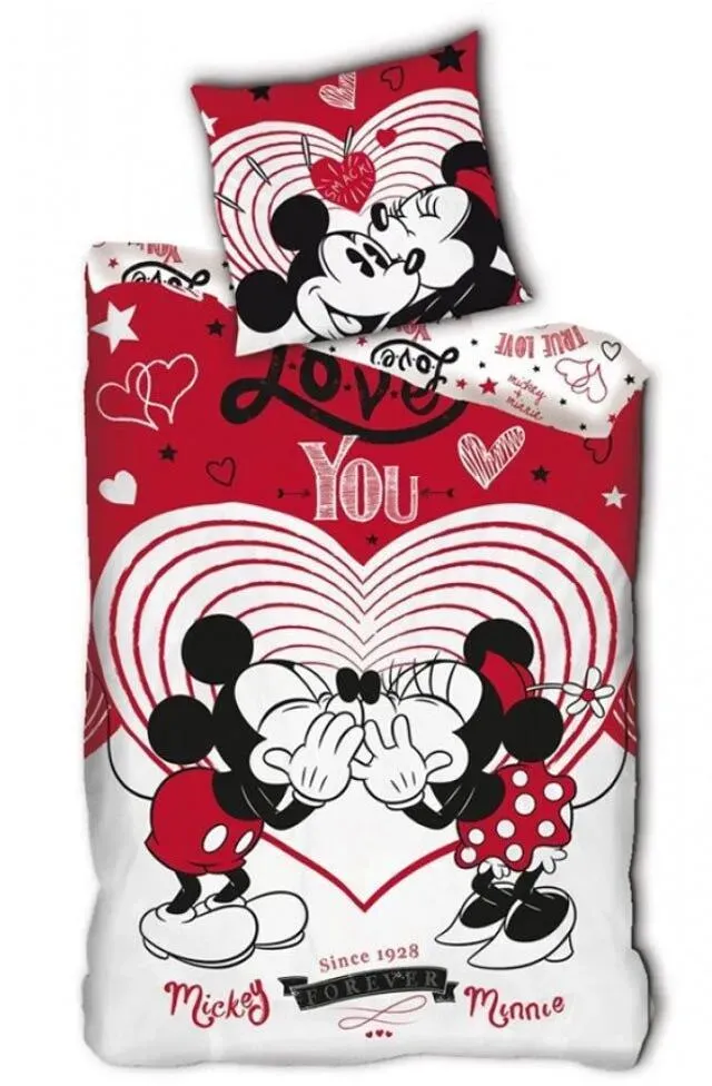 Bettwäsche 140 x 200 cm / 63 x 63 cm Polyester "Mickey Mouse & Minnie Mouse" Kiss