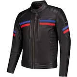 Rusty Stitches Steve Lederjacke Schwarz/Rot/Blau L