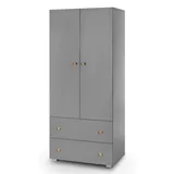 Kleiderschrank Drehtürenschrank 80cm graphit kiefer 2-trg mit Schublade 81346333