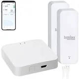Luminea Home Control 2er-Set Temperatur- & Feuchtigkeits-Sensoren + WLAN-Gateway, App