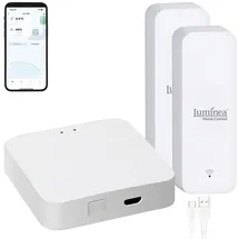 Luminea Home Control 2er-Set Temperatur- & Feuchtigkeits-Sensoren + WLAN-Gateway, App