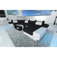 Sofa Dreams Wohnlandschaft Stoffsofa Couch Bellagio U Form Stoff Polster Sofa, mit LED, wahlweise mit Bettfunktion als Schlafsofa, Designersofa grau