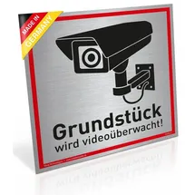 Dreifke Schild Grundstück wird videoüberwacht! 20 x 20 cm Silber