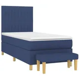 vidaXL Boxspringbett mit Matratze Blau 100x200 cm Stoff