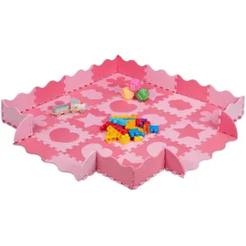 Relaxdays 52-tlg. Puzzlematte mit Rand und Motiven Pink/rosa
