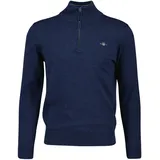 GANT Herren Pullover mit Zip-Kragen - CLASSIC COTTON HALF ZIP, Strickpullover, Baumwolle Jeansblau Melange M