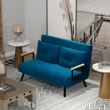 Schlafsessel Samt Blau, 5-fach Verstellbar, Mit Bettfunktion, 102x73x81 Cm