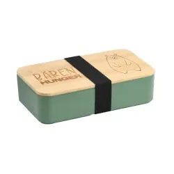 Kesper Brotdose "Bären Hunger", graviert, zertifiziertes Bambus 58541 , Farbe: grün, Maße (L x B x H): 18,5 x 10,5 x 5 cm