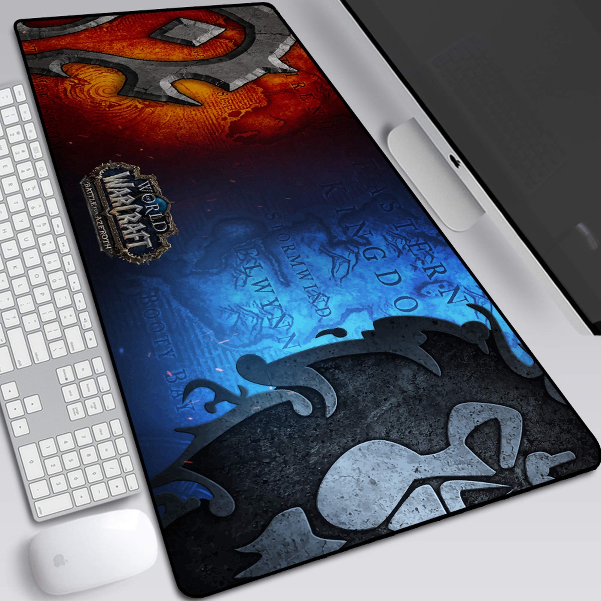 BILIVAN World of Warcraft Battle um Azeroth Mauspad, übergroße Tastatur, rutschfest, 800 x 300 x 3 mm, 3 Stück