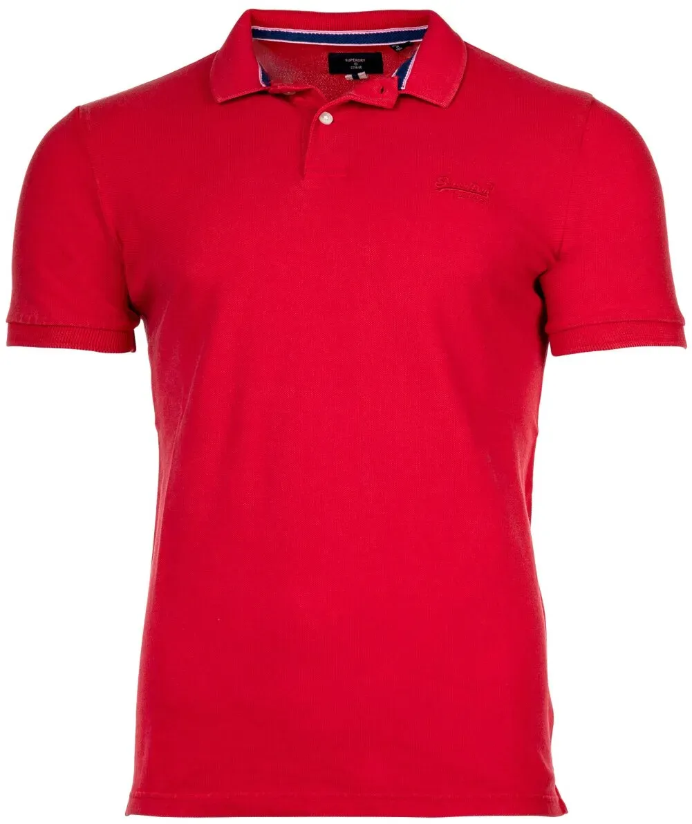 Superdry Herren Poloshirt - Vint Destroy Polo, Kurzarm, Knopfleiste, Baumwolle Rot XL