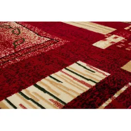 Tapiso Atlas Kurzflorteppich 70 x 130 cm Rot/Beige/Weiß