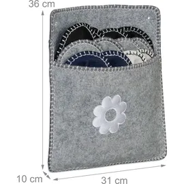 Relaxdays 6 Paar Gästehausschuhe aus Filz - Grau