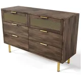 HAUSS SPLOE Sideboard mit 6 Schubladen, Metallgriffe Mehrzweckschrank für Flur, dunkelbraun (Wohnzimmerschrank, 1 St., Metallgriffe Kommode, Mehrzweckschrank mit Schubladen), H76/B120/T40 cm braun