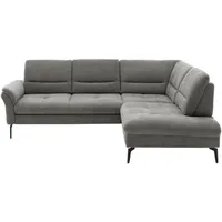 Beldomo System Ecksofa, Grau, Metall, Ottomane rechts, L-Form, 256x206 cm, Goldenes M, Stoffauswahl, seitenverkehrt erhältlich, Bettfunktion Hocker Rücken echt, individuell planbar, Wohnzimmer, Sofas & Couches, Wohnlandschaften, Ecksofas