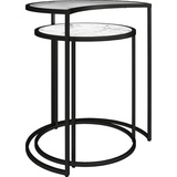 Dorel Home Beistelltisch »Moon«, (2 St.), Tischplatte aus Glas, pflegeleichte Oberfläche, Höhe 55,5 cm schwarz-weiß