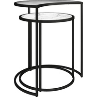 Dorel Home Beistelltisch »Moon«, (2 St.), Tischplatte aus Glas, pflegeleichte Oberfläche, Höhe 55,5 cm, schwarz-weiß