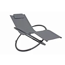 Schaukel Stuhl Garten Liege Veranda Stahl schwarz Terrasse rund grau Textil Lene