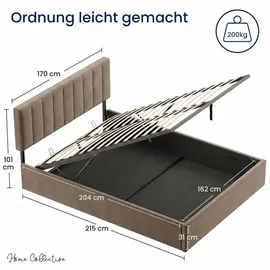 home collective Polsterbett 140x200 cm mit Stauraum und Lattenrost Doppelbett mit hydraulischem Bettkasten Gepolstertes Bett Bed Stauraumbett Stabiler Bettrahmen |... - Bronze