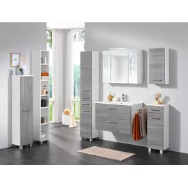 WELLTIME Hängeschrank WELLTIME "Trento, verschiedene Ausführungen und Farben", silber (eiche rauchsilber), B:30cm H:64cm T:20cm, Holzwerkstoff, MDF, Schränke, Hängeschrank, Badmöbel, Breite 30 cm, 1 Tür, 2 Einlegeböden, Made in Germany