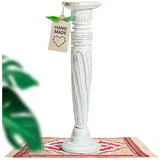 Livasia gedrehte Deko Holzsäule 80cm – Antik-Look Podest, Blumensäule, Dekosäule aus Albiziaholz – Balinesische Handwerkskunst, Nachhaltig und Einzigartig (Weiß)