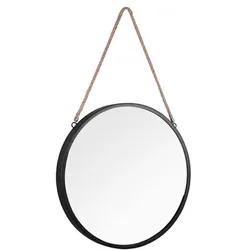 Wandspiegel Flurspiegel Hängespiegel Rahmen schwarz Spiegel rund H 40 cm