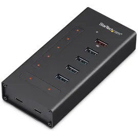 Startech StarTech.com USB Hub 7 Port - Metall - USB-A zu 3X USB-C und 1x USB-C - Schwarz