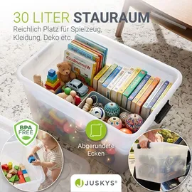 Juskys Aufbewahrungsbox Kunststoff 30 l transparent/weiß