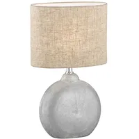 Fischer Leuchten Tischleuchte Nachttischlampe Beistellleuchte E14 Keramik silber Textil