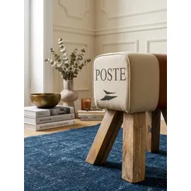 KADIMA DESIGN Sitzhocker Canzas Baumwollgewebe/Ziegenleder 40 x 47 x 30 cm Beige/Braun
