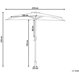 Beliani Sonnenschirm Schwarz Stoff 270 x 100 cm Halbrund mit Kurbel Stahlgestell Modern Marktschirm Garten Balkon Terrasse Ausstattung