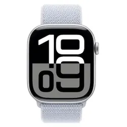 Apple Watch Series 10 LTE 46mm Silver Aluminiumgehäuse mit Blue Cloud Sport Loop