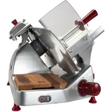 Berkel Aufschnittmaschine Pro Line XS 25 in silber - Profi Allesschneider für Ihre Küche + handgefertigtes Fassholzbrett Unikat