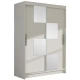 MIRJAN24 Kleiderschrank Miami III (mit Spiegel, Kleiderstange, Schiebetüren, Einlegeboden) Schlafzimmerschrank Schiebetürenschrank weiß