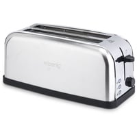 H.Koenig TOAS28 Toaster/Langschlitztoaster mit extra breitem Schlitz / 7 Wärmestufen / 3 Funktionen/geeignet für Bauernbrot, 4 Toasts oder Baguette/Edelstahl/silber